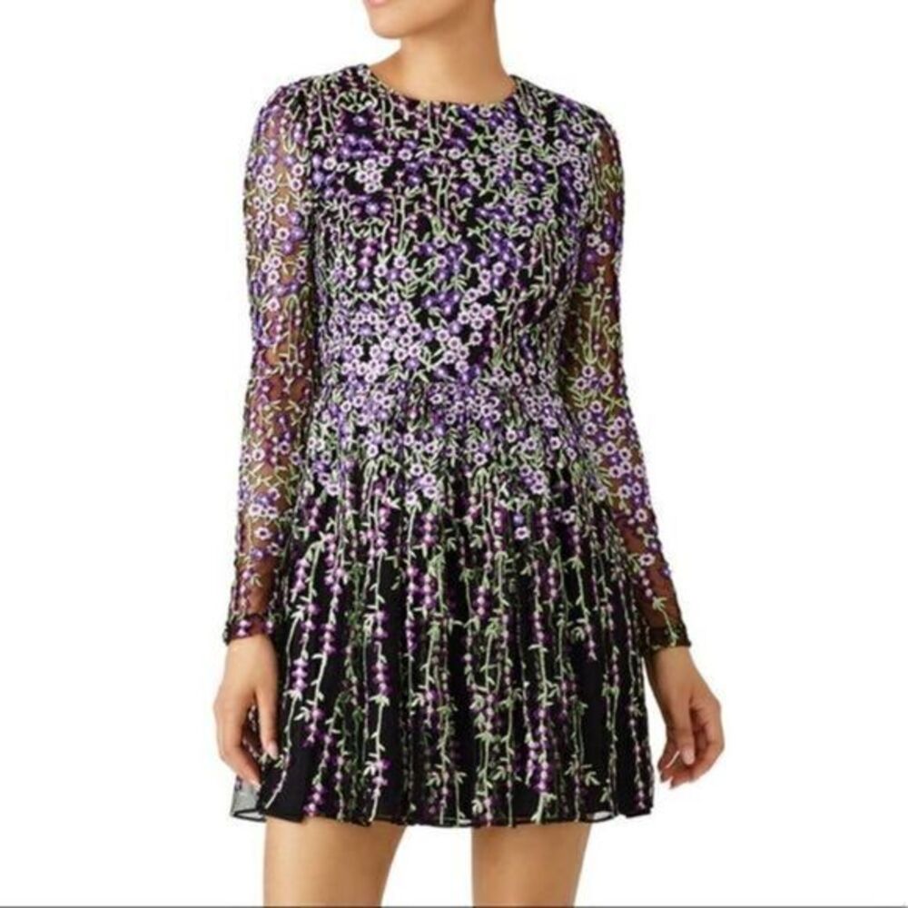 BADGLEY MISCHKA Purple Floral Flared Mini Dress US 6/ SMALL
